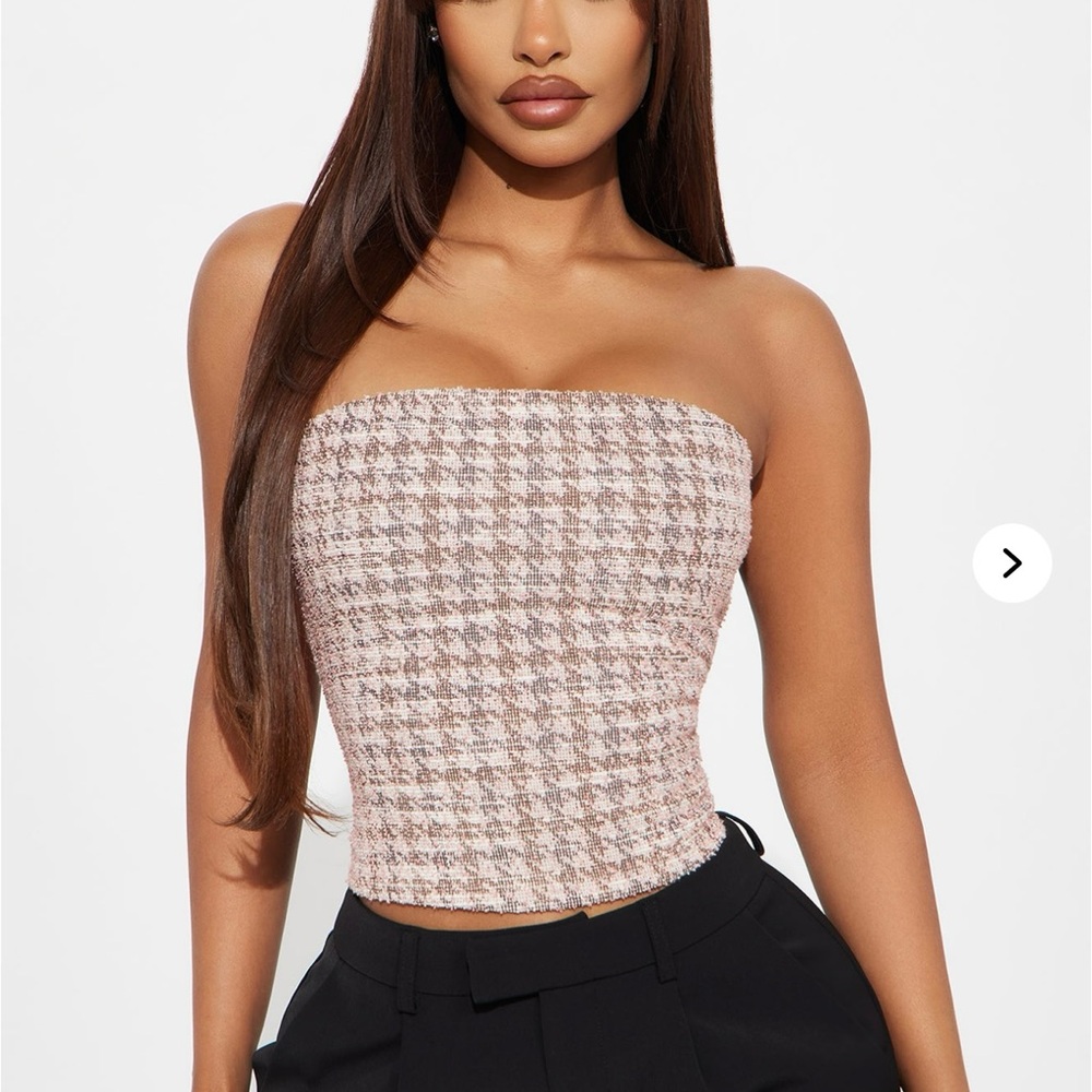 Fashion Nova Pink and White Bustier Crop Top